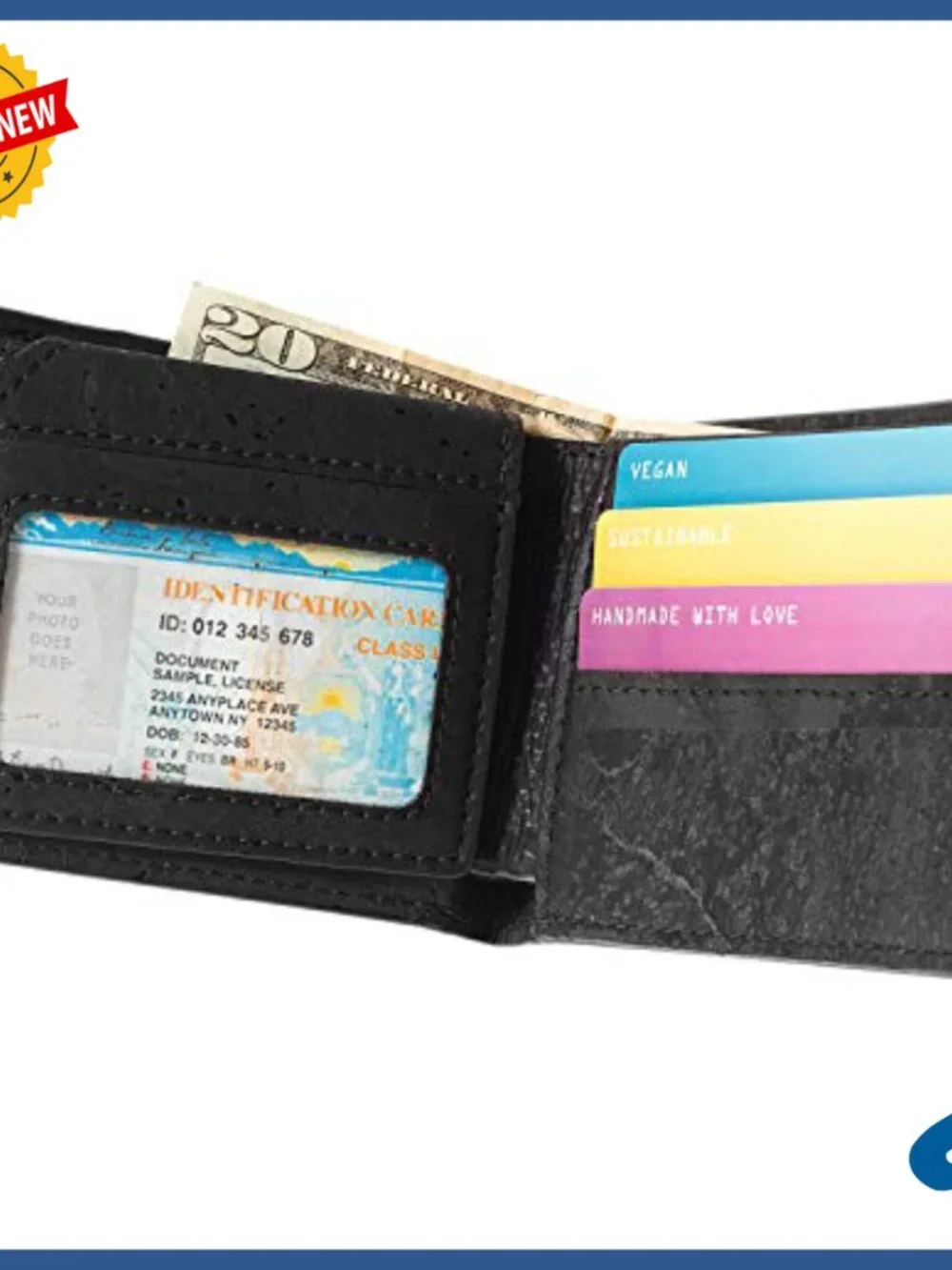 Men's Vegan Leather Bifold Wallet RFID Blocking 6 Card Slots